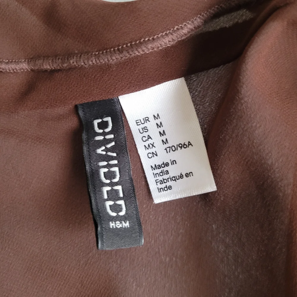 Sheer Tie-Front Blouse For Layering Chocolate Brown Medium Fairy Grunge H&M - Picture 9 of 11
